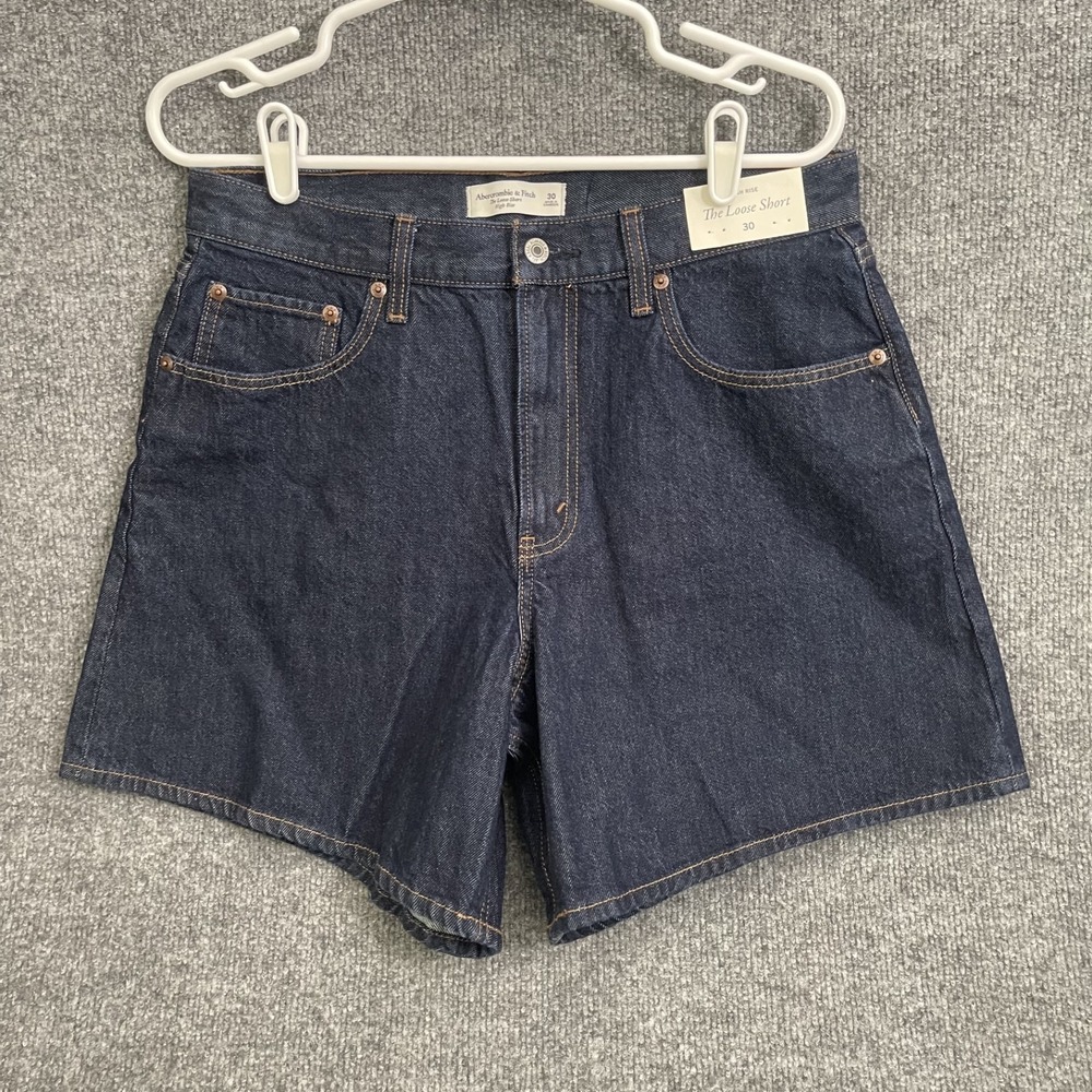 Abercrombie & Fitch High Rise The Loose Short Womens Sz 30 Denim Dark Wash